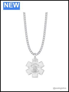 Sterling Silver St Michael EMT Caduceus Pendant Necklace